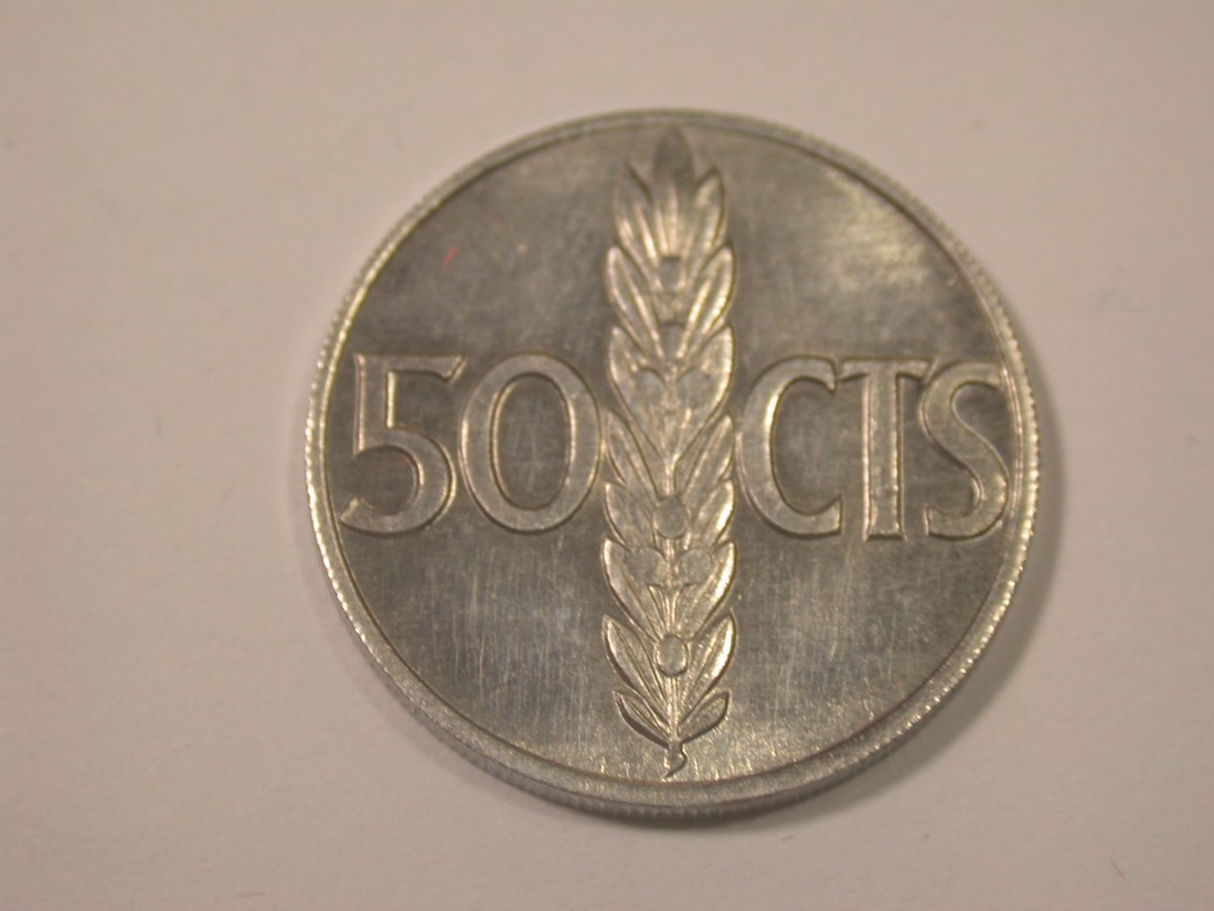 J31 Spanien 50 Cent. 1966 in unc Originalbilder