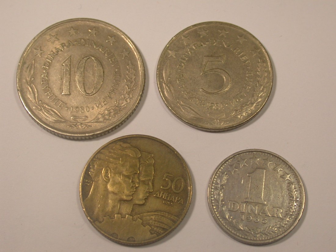  J31  Jugoslawien  4 Münzen    Originalbilder   