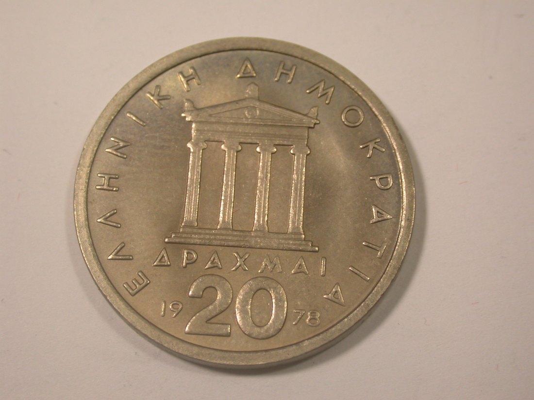  J31  Griechenland 20 Drachmen 1978 in f. unc     Originalbilder   