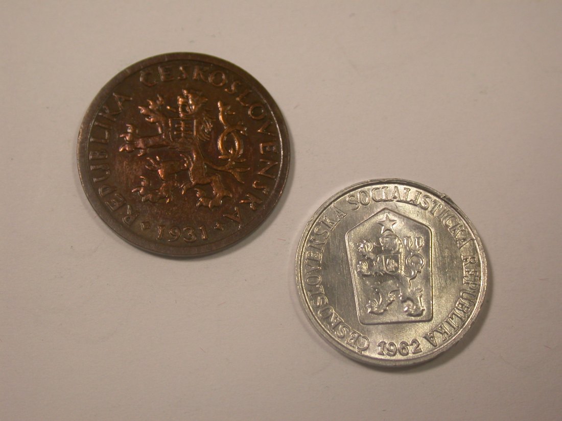  J31  CSSR  2 Münzen 1931 und 1962 in gut   Originalbilder   