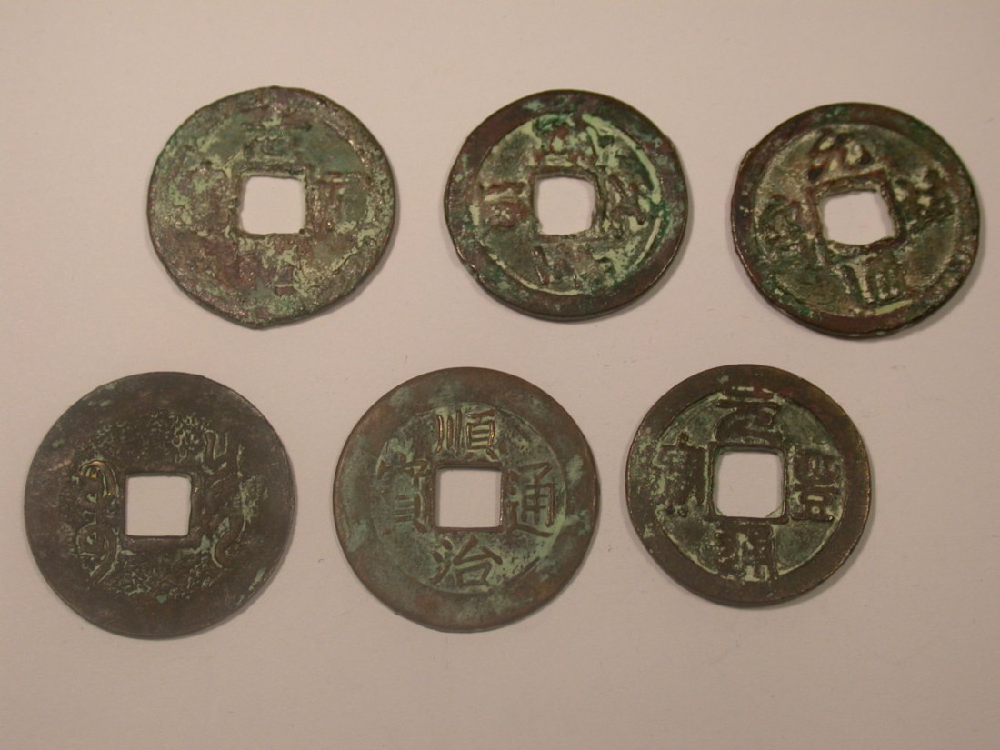  J31  Asien 6 Kash Münzen  anschauen  Originalbilder   