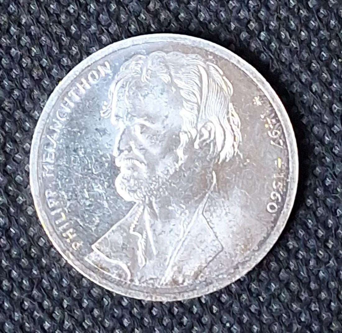  Silbermünze BRD, 10 DM 1997 J, Melanchthon, Feingewicht 9,69 Gramm   