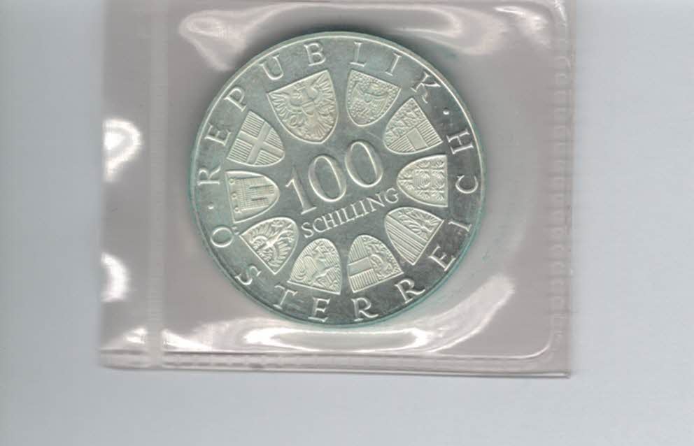  100 Schilling 1975 Johann Strauss silber 15,36g fein Österreich Spittalgold9800 (01914/2)   