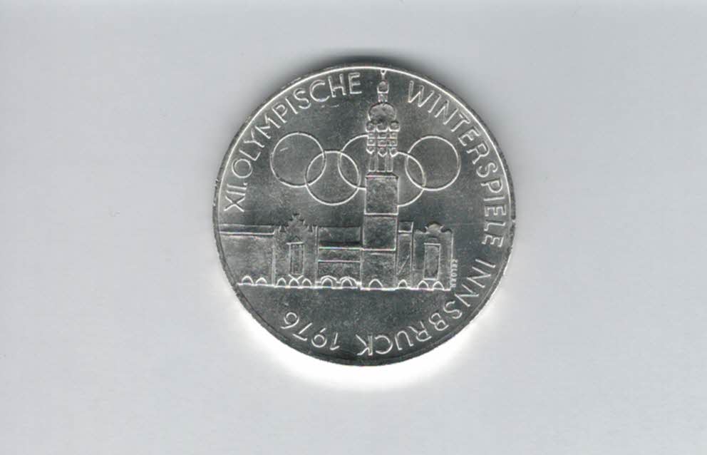  100 Schilling 1976 Winterolympiade Innsbruck Stadtturm Wien 15,36g fein silber Österreich (01914/5)   