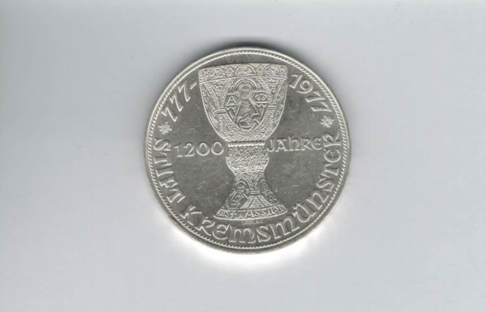  100 Schilling 1977 Stift Kremsmünster 1200 Jahre Tassilokelch Ag 15,36g fein Österreich (01914/14)   