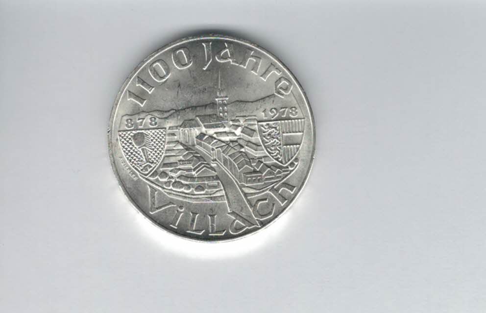  100 Schilling 1978 1100 Jahre Villach/Kärnten Ag 15,36g fein Österreich Spittalgold9800 (01914/19   