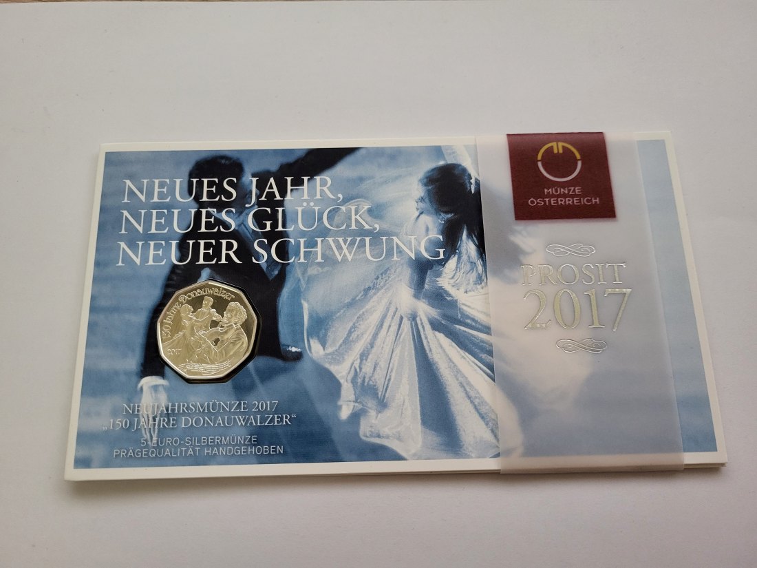  5 Euro 2017 150 Jahre Donauwalzer Neujahr Blister Ag 800/8g fein Österreich Spittalgold9800 (04974)   