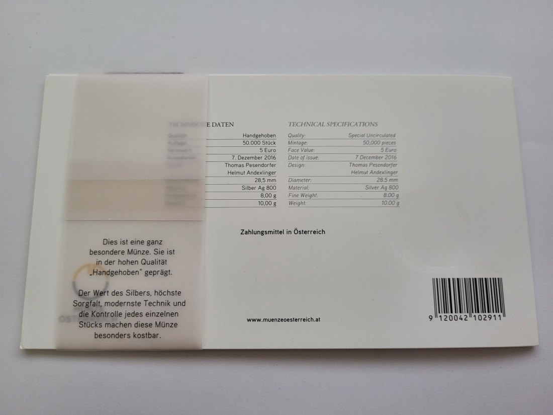  5 Euro 2017 150 Jahre Donauwalzer Neujahr Blister Ag 800/8g fein Österreich Spittalgold9800 (04974)   