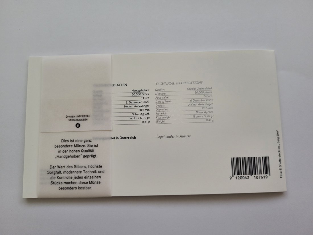  5 Euro 2024 365 + 1 Tag Glück Neujahr Blister Ag 925/7,78g fein Österreich Spittalgold9800 (04974)   