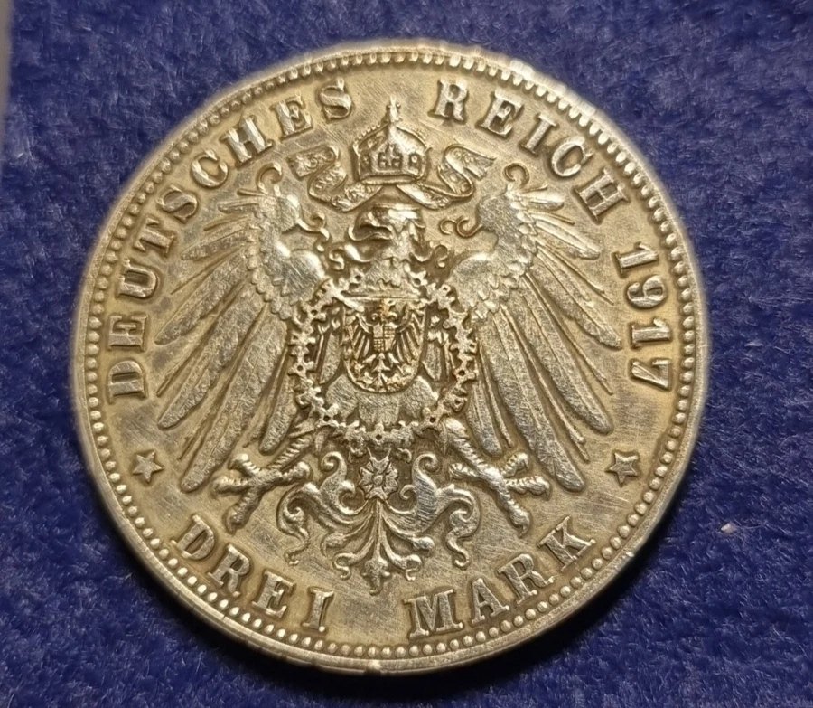  3 MARK MÜNZE Friedrich der Weiße 1917 NP aus Jäger 141 VZ   