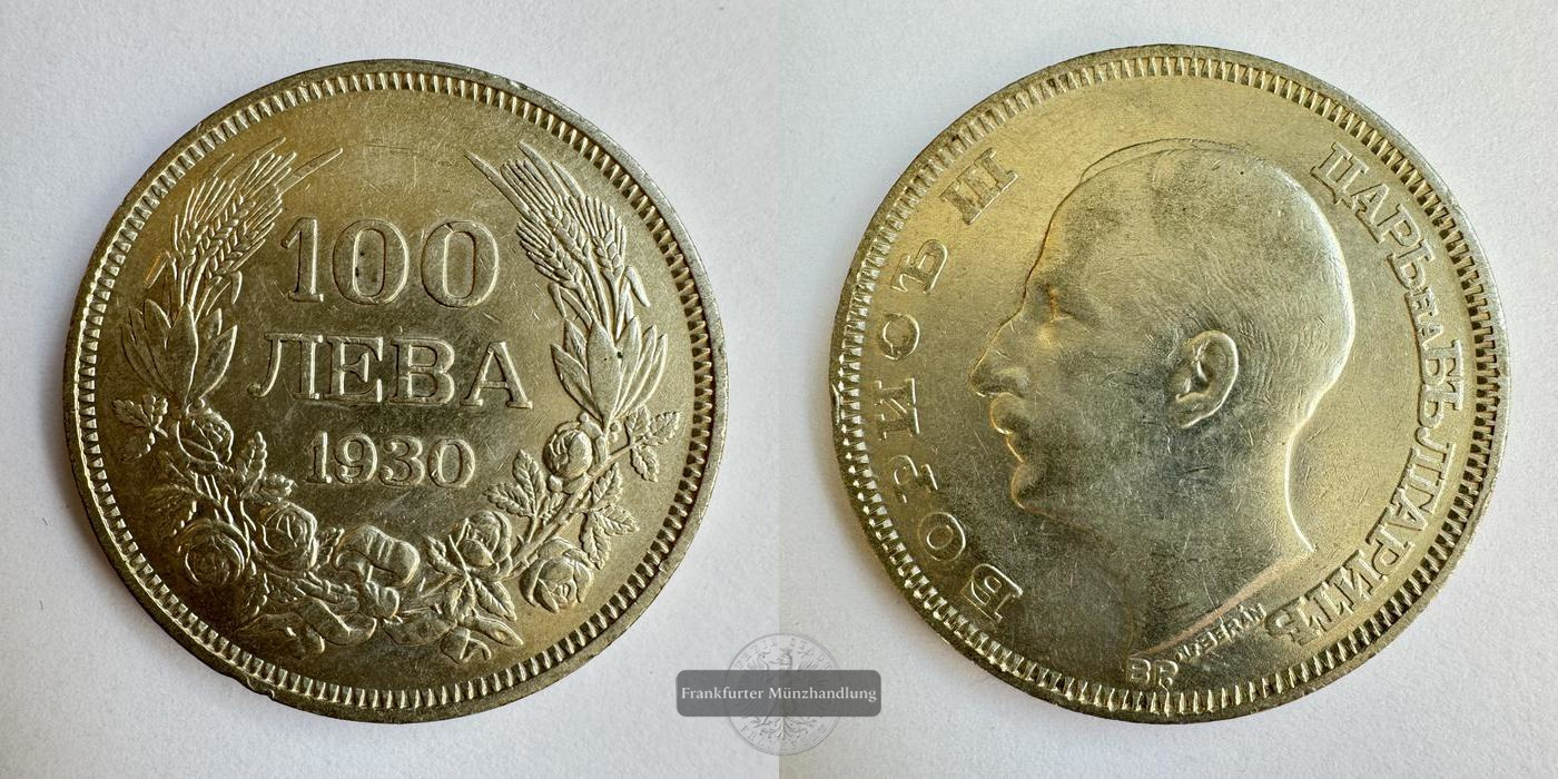  Bulgarien 100 Leva Boris III 1930 FM-Frankfurt KM#43 Feinsilber: 10g   