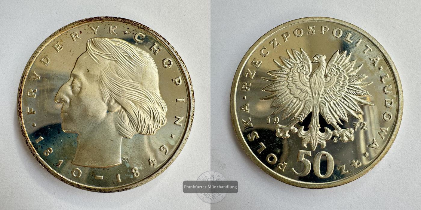  Polen,  50 Zloty  1972 Fryderyk Chopin FM-Frankfurt Feinsilber: 9,48g   