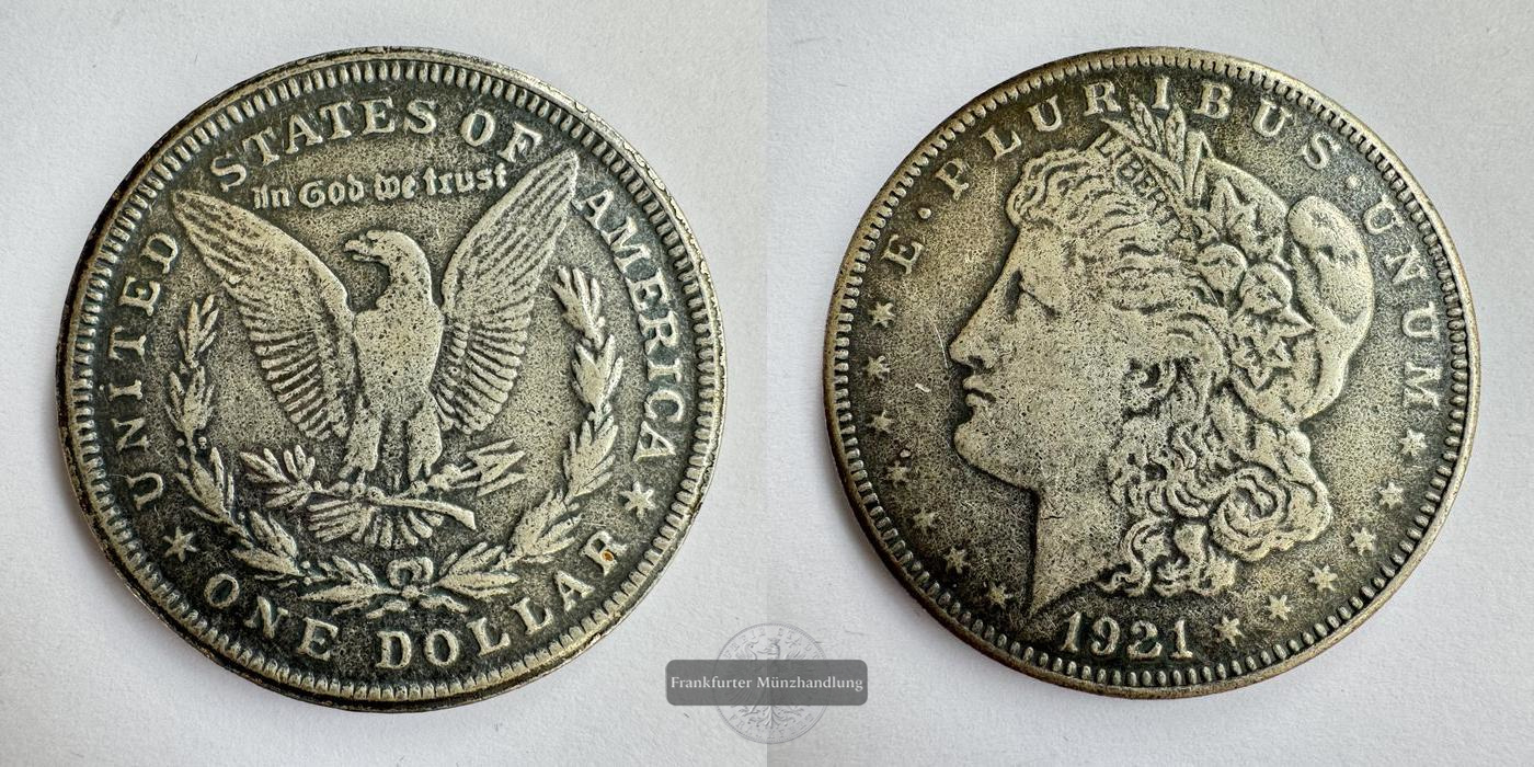  USA  1 Dollar (Morgan Dollar) 1921 FM-Frankfurt Feinsilber: 24,06g   