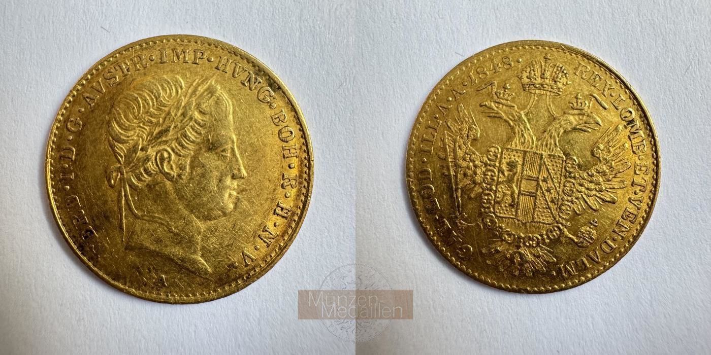 Österreich   1 Dukat  1848 MM-Frankfurt Feingold: 3,44g Ferdinand I  