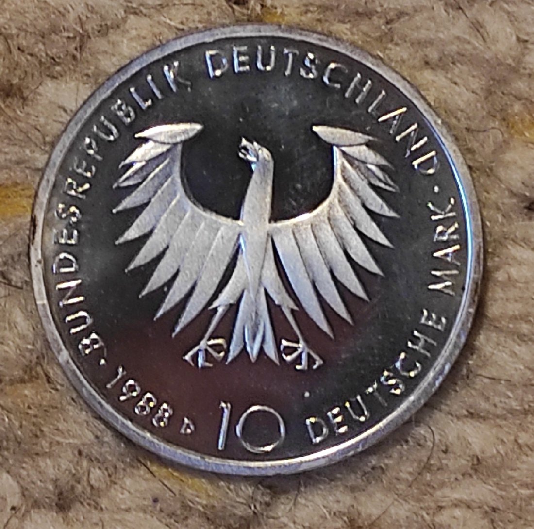  Deutschland 10 Mark 1988 D, SILBER, Arthur Schopenhauer   