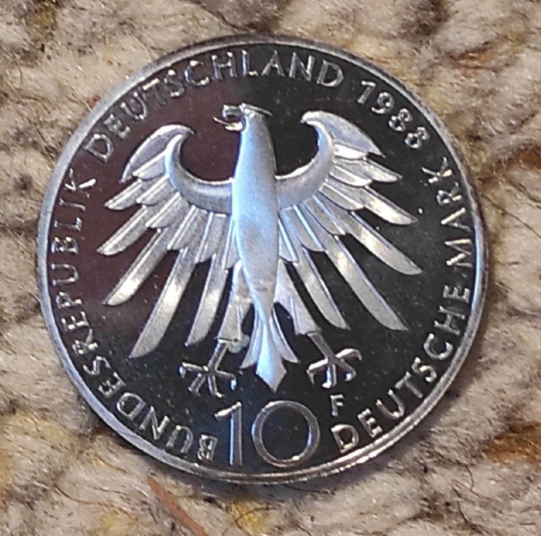  Deutschland 10 Mark 1988, SILBER, Tod von Carl Zeiss   