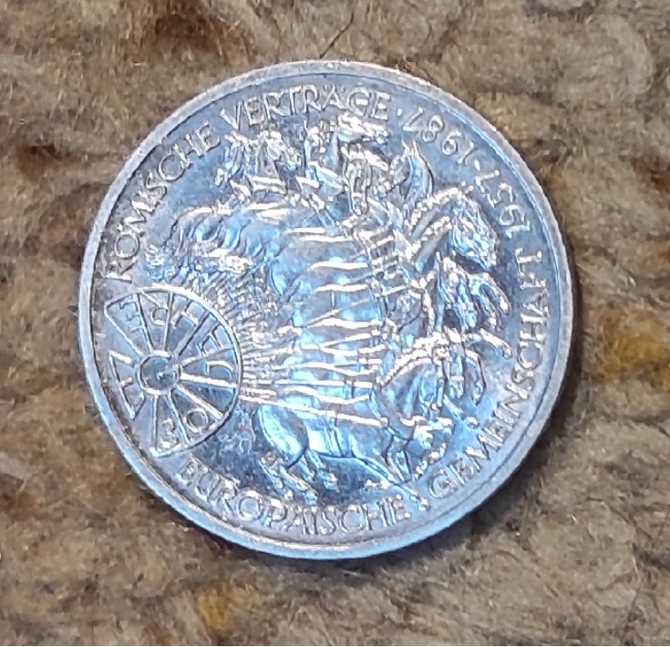  Deutschland 10 Mark, SILBER, Römische Verträge   