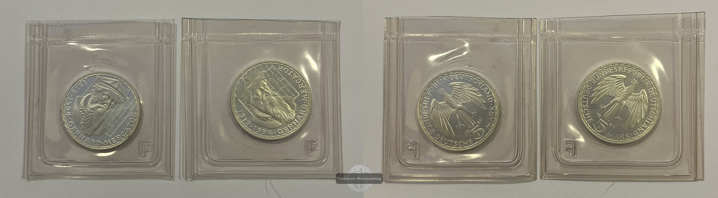 BRD 2x 5 DM  1969 F Gerhard Mercator FM-Frankfurt KM#126 Feinsilber: 14g   