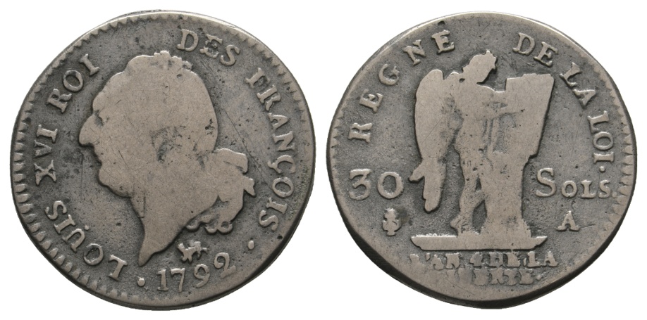  Frankreich; Kleinmünze 1722, zeitgenössische Fälschung   