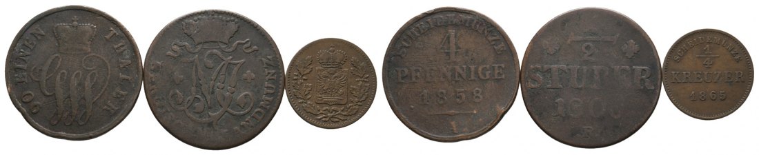 Altdeutschland; 3 Kleinmünzen   