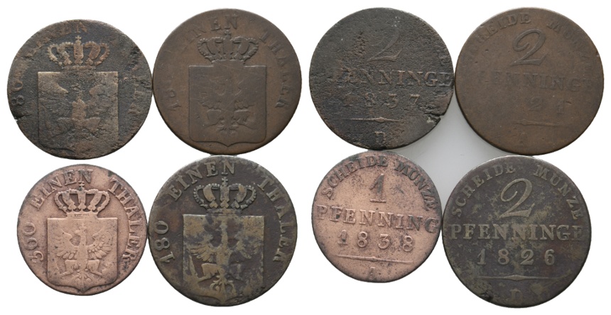  Altdeutschland; 4 Kleinmünzen   