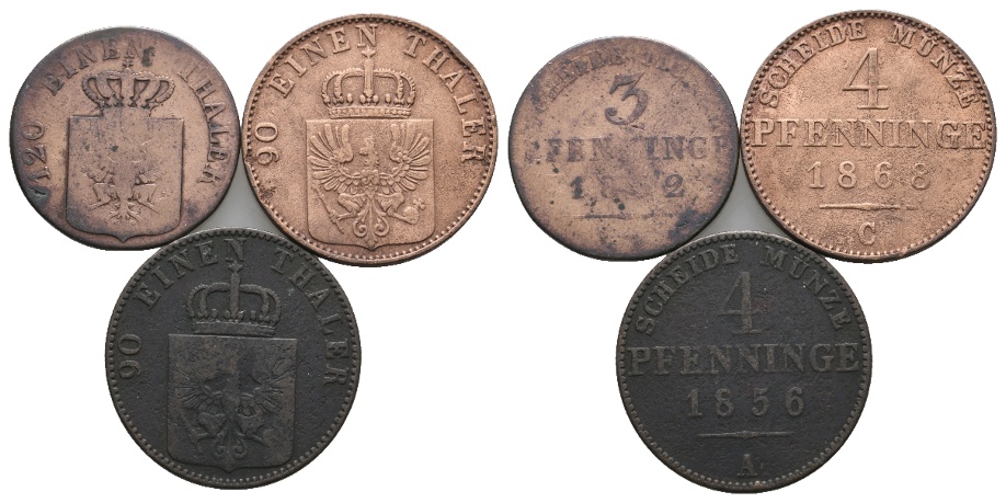  Altdeutschland; 3 Kleinmünzen   