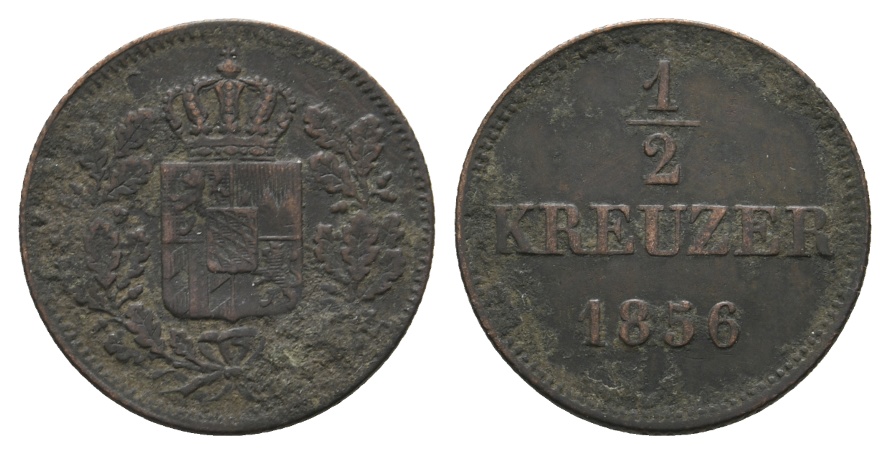  Bayern, 1/2 Kreuzer 1856   