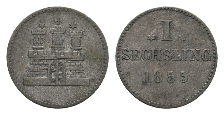  Hamburg, 1 Sechsling 1855   