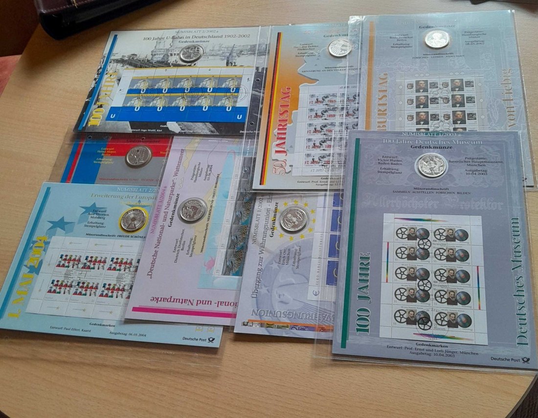  17 x 10 Euro Numisbriefe komplett 2002 bis 2004 Silber 283 Gramm fein unter Silberpreis!!!   