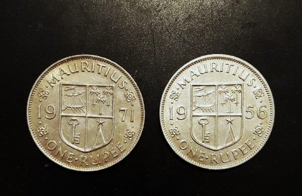  Mauritius 2X1 Rupee 1956+1971 in UNC.! TOP-Stücke.!   