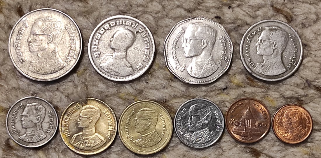  Set 014: Thailand Münzlot mit 10 verschiedenen Münzen   