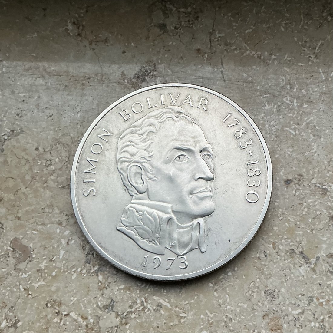  Panama:1x 20 Balboas Simon Bolivar 1973 ca. 4 Oz Feinsilber   