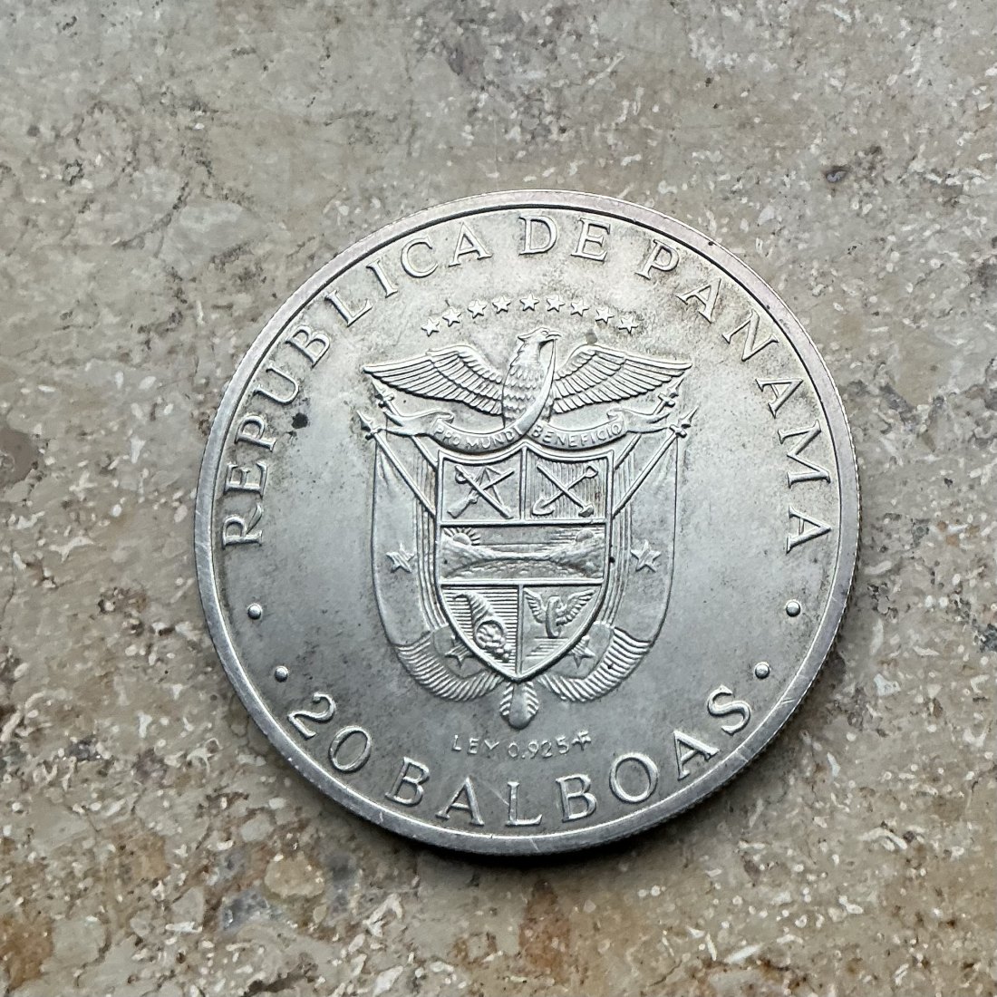  Panama:1x 20 Balboas Simon Bolivar 1973 ca. 4 Oz Feinsilber   