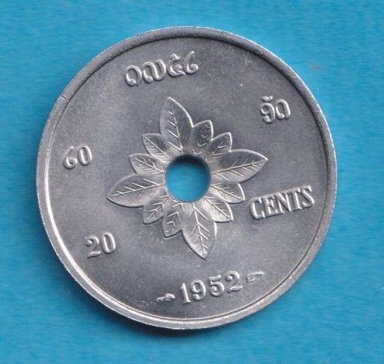  Laos 20 Cent 1952   
