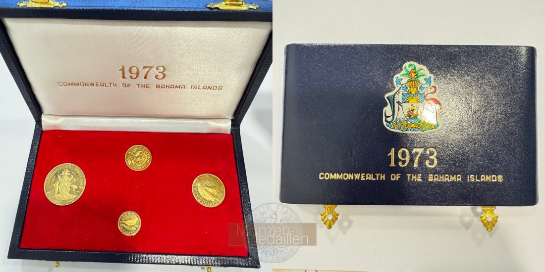 Commonwealth of the Bahamas 10/20/50/100 Dollars Goldmünzenset 1973 MM-Frankfurt Feingold: 15,3g   