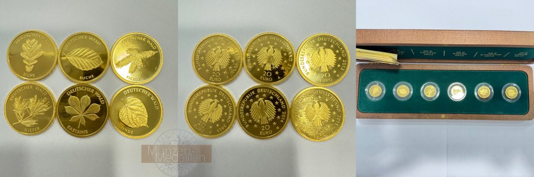  Deutschland Deutscher Wald Set 20-Euro Goldmünzen MM-Frankfurt Feingold: 23,32g   