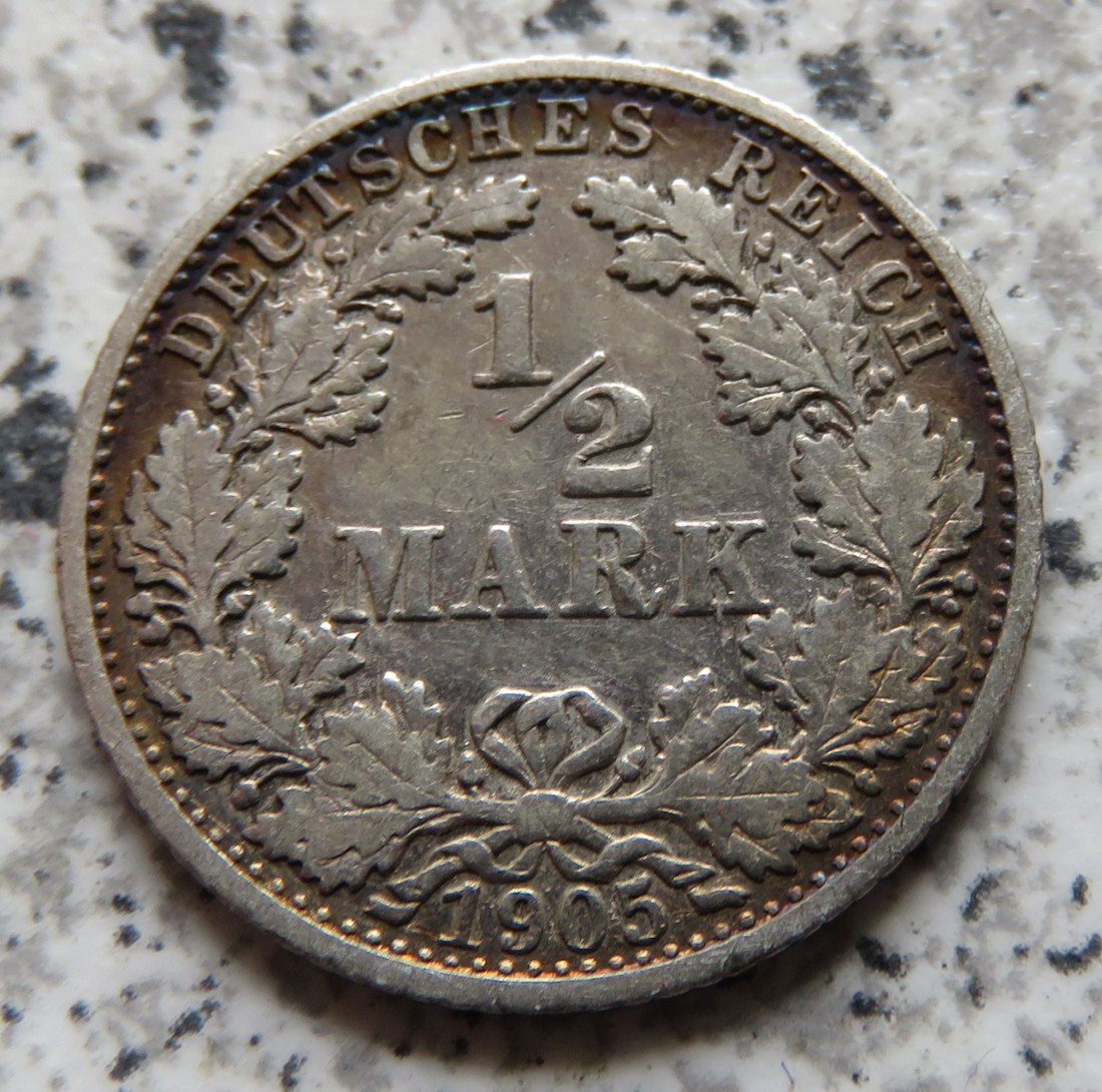  Kaiserreich 1/2 Mark 1905 F   