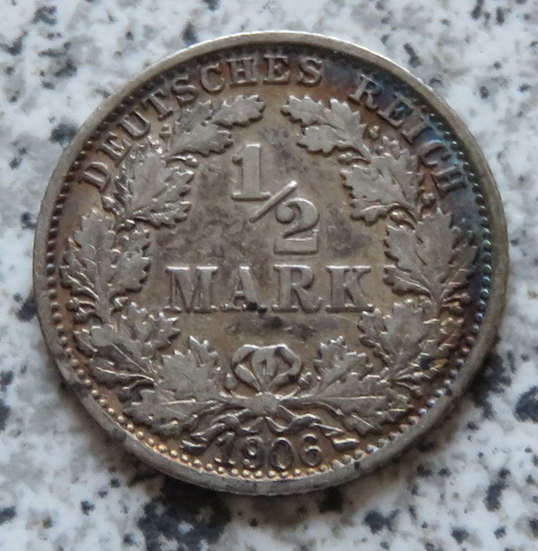  Kaiserreich 1/2 Mark 1906 F   