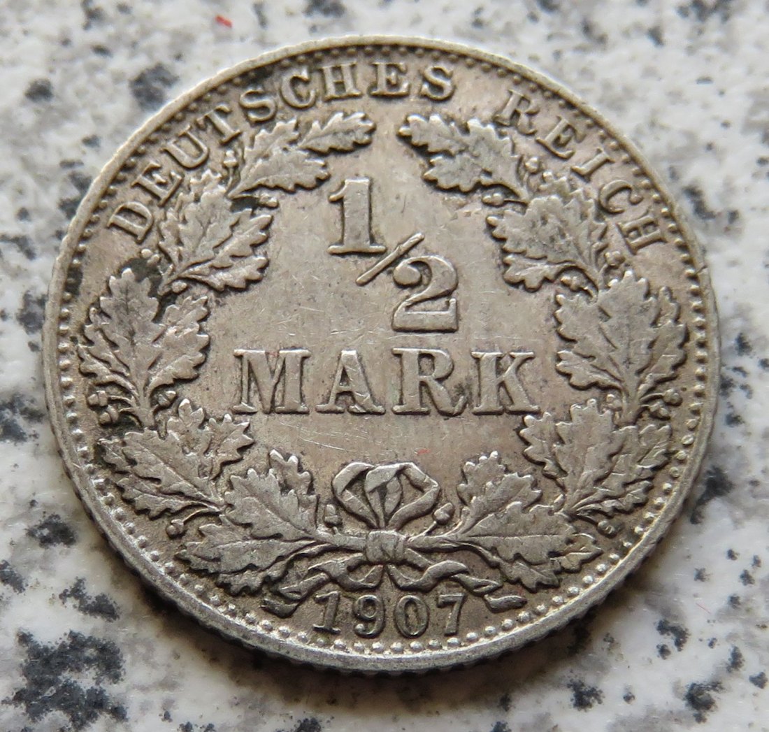  Kaiserreich 1/2 Mark 1907 D   