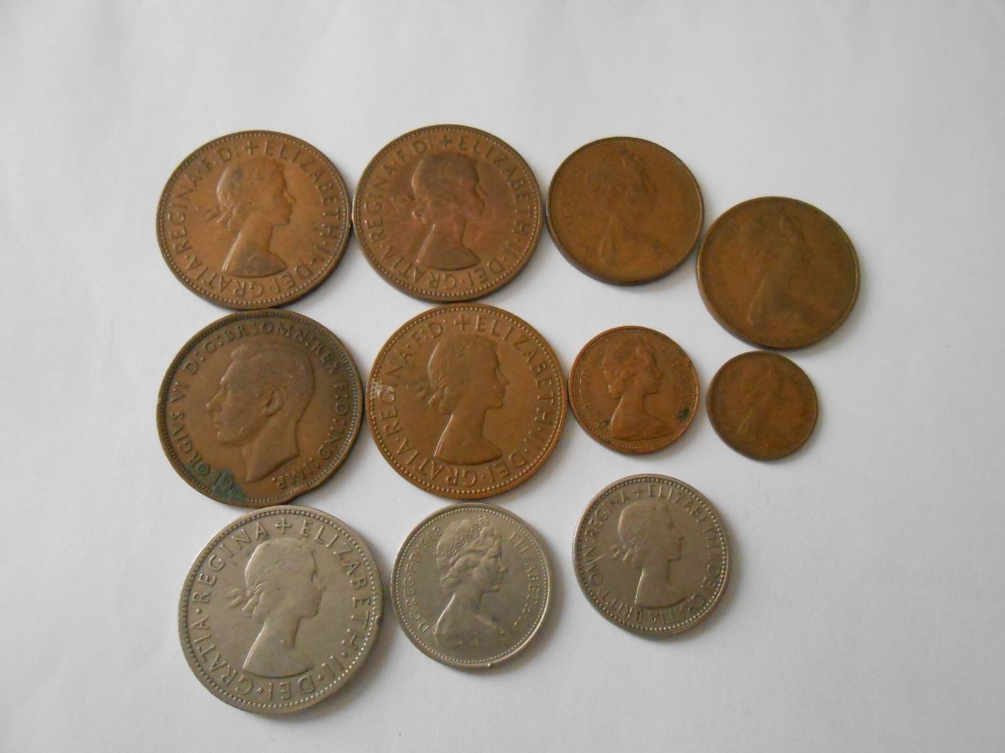  #L12 Großbritannien 11er Lot < One Penny/1/2+1+2+5 New Penny/1+2 Schilling   
