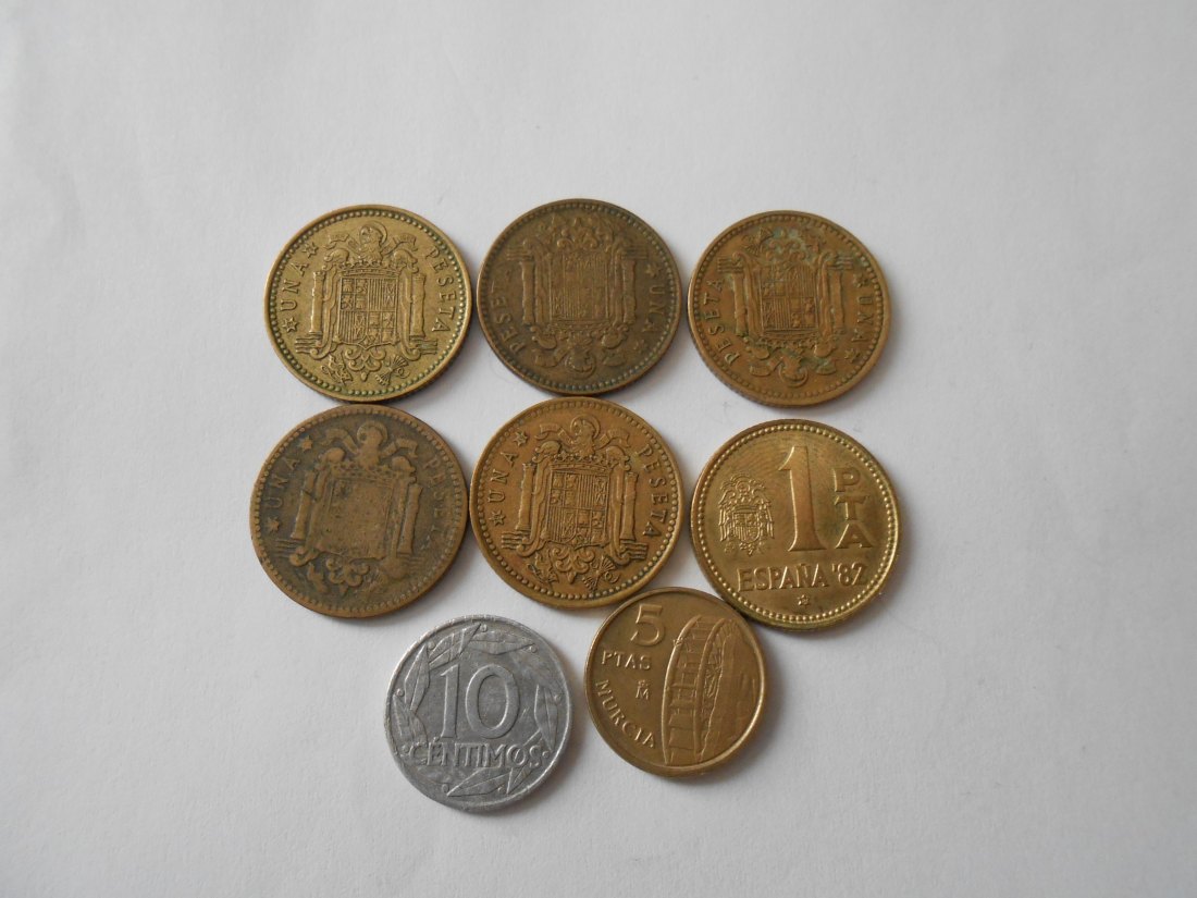  #L13 Spanien 8er Lot < 1 Peseta/ 5 Pesetas/ 10 Centimos   