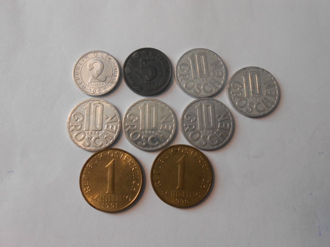 #L14 Österreich 9er Lot < 2 Groschen /10 Groschen / 1 Schilling   