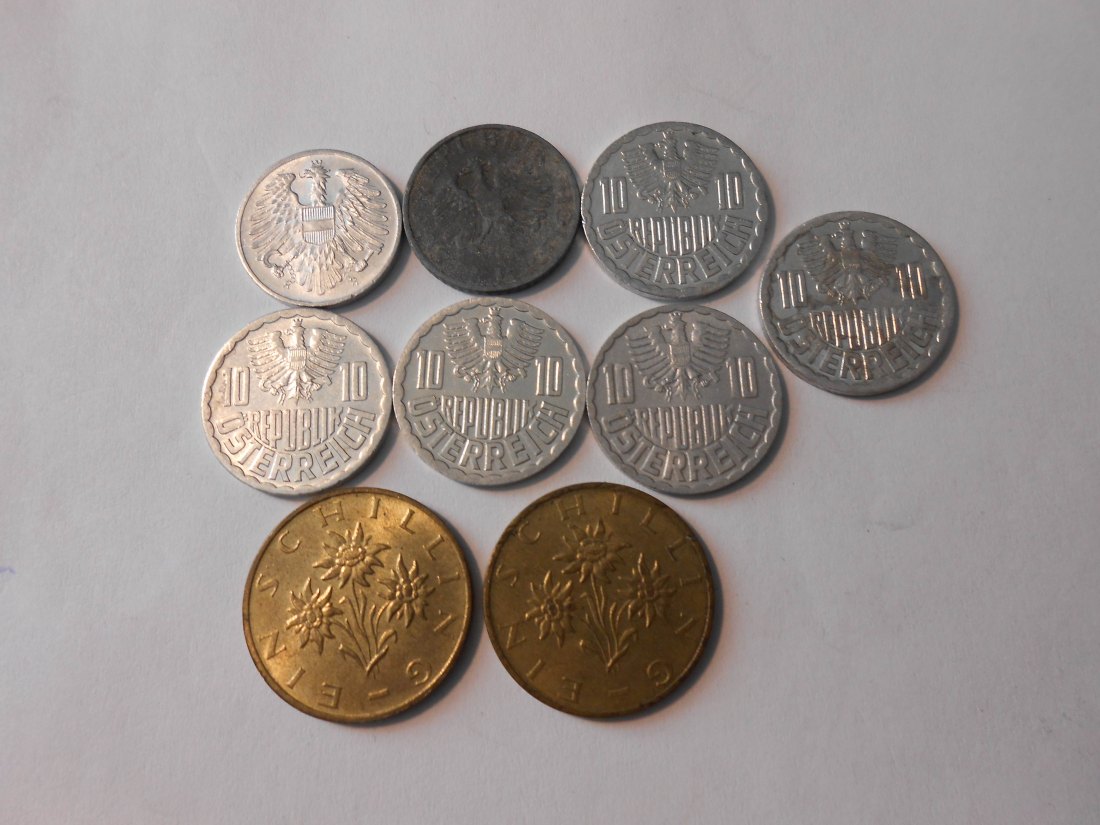  #L14 Österreich 9er Lot < 2 Groschen /10 Groschen / 1 Schilling   