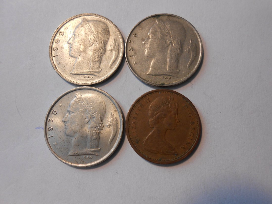  #L18 Belgien/Kanada 4er Lot < 1 Franc / 1 Cent 1967   