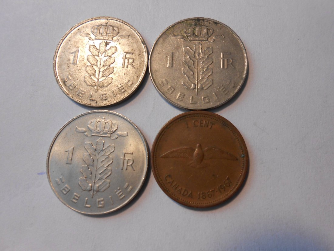  #L18 Belgien/Kanada 4er Lot < 1 Franc / 1 Cent 1967   