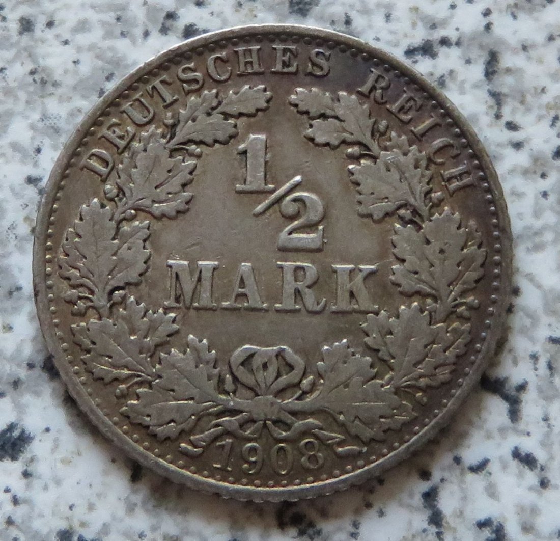  Kaiserreich 1/2 Mark 1908 A   