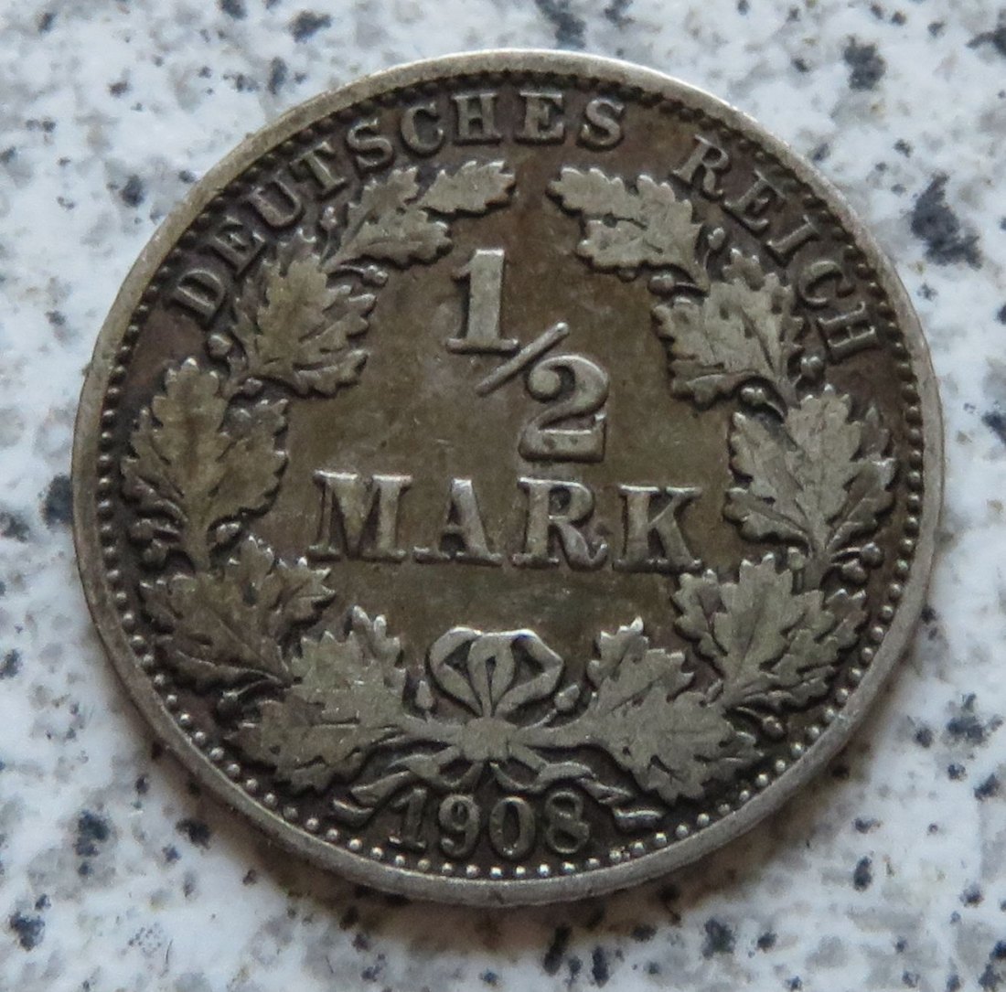  Kaiserreich 1/2 Mark 1908 J   