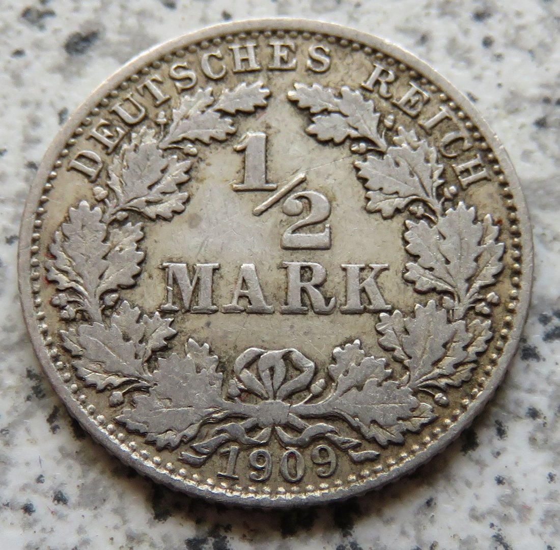  Kaiserreich 1/2 Mark 1909 D   