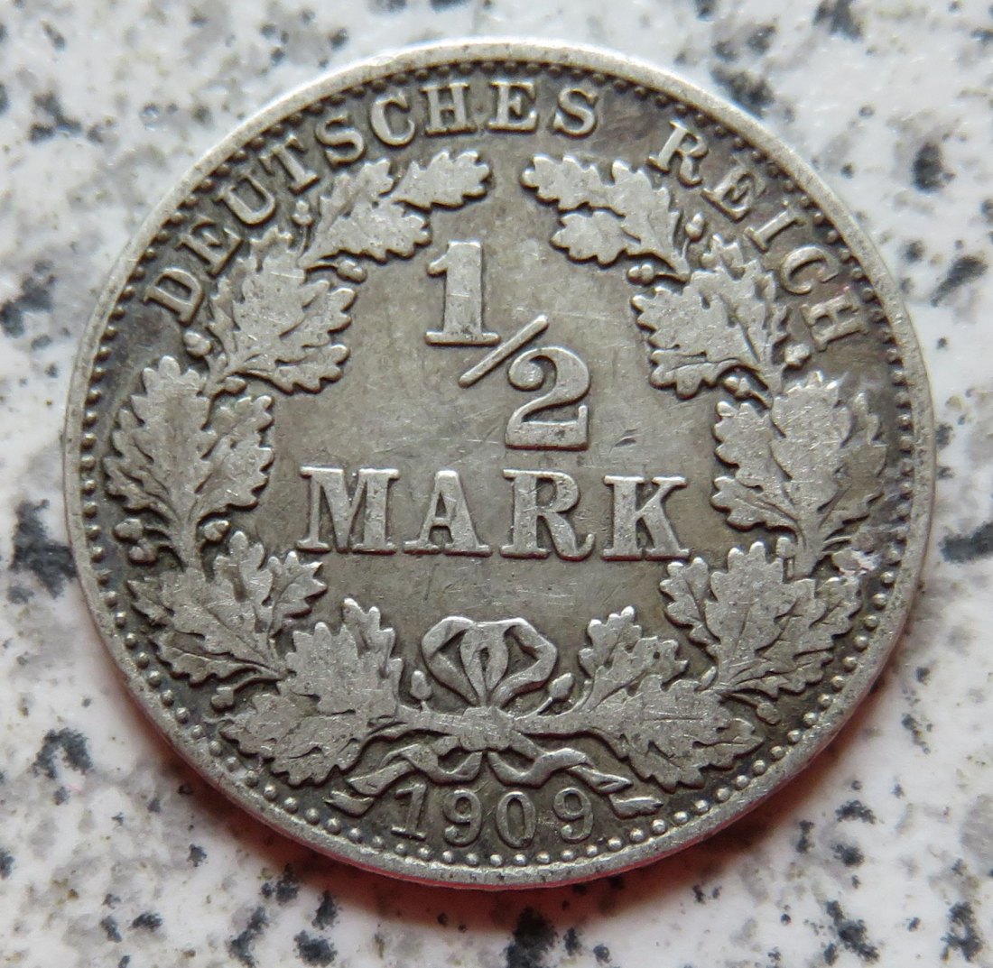 Kaiserreich 1/2 Mark 1909 F   