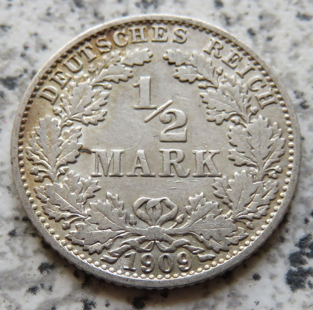  Kaiserreich 1/2 Mark 1909 G   